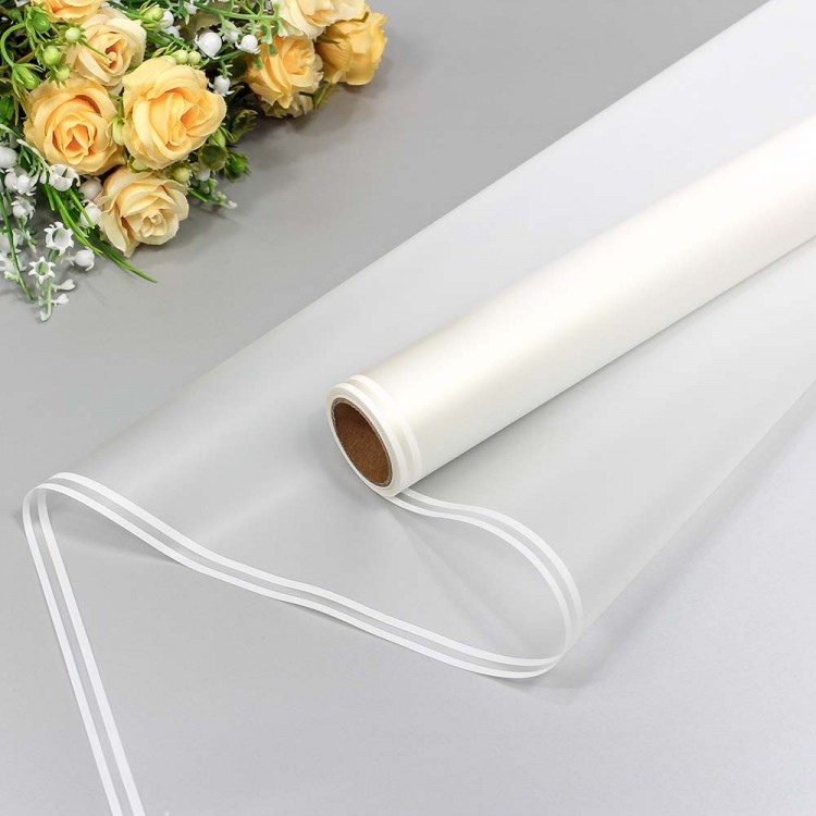 Плёнка 0,58*10м 275г матовая с двойной белой полосой 55мкм Белый 1/30 Арт: 1624/2