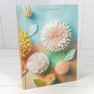 Пакет подарочный с блёстками "Цветы" (микс 261) 30*41,5*12 210г 1/20 1/80 Арт: 000261A