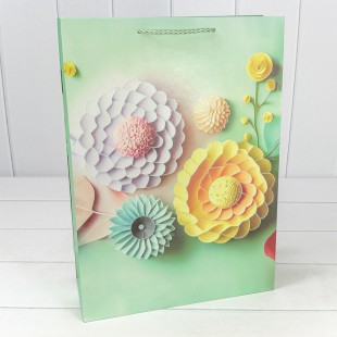 Пакет подарочный с блёстками "Цветы" (микс 261) 30*41,5*12 210г 1/20 1/80 Арт: 000261A