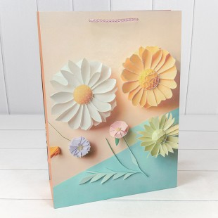 Пакет подарочный с блёстками "Цветы" (микс 261) 30*41,5*12 210г 1/20 1/80 Арт: 000261A