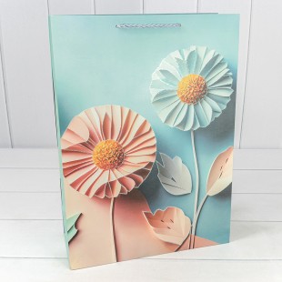 Пакет подарочный с блёстками "Цветы" (микс 261) 30*41,5*12 210г 1/20 1/80 Арт: 000261A