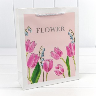 Пакет подарочный с тиснением "Flower" (микс) 26*32*10 210г 1/20 1/240 Арт: 000254C