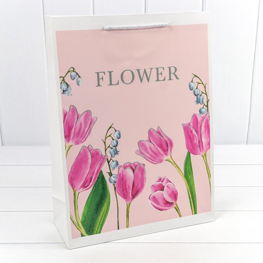 Пакет подарочный с тиснением "Flower" (микс) 30*41,5*12 210г 1/20 1/80 Арт: 000254A