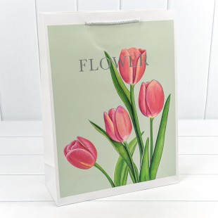Пакет подарочный с тиснением "Flower" (микс) 30*41,5*12 210г 1/20 1/80 Арт: 000254A