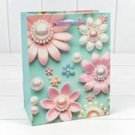 Пакет подарочный с блёстками "Цветы" (микс 262) 18*23*10 210г 1/20 1/360 Арт: 000262E - Пакет подарочный с блёстками "Цветы" (микс 262) 18*23*10 210г 1/20 1/360 Арт: 000262E