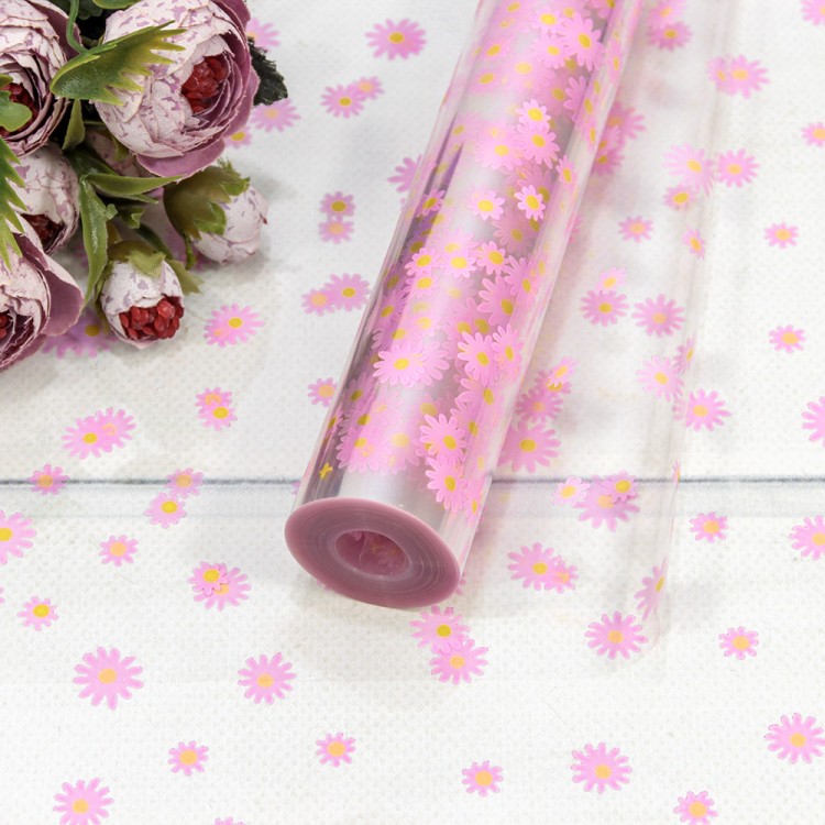 Плёнка 0,7м 500г прозрачная с печатью 16 Розовый 1/10 Арт: 70016/3