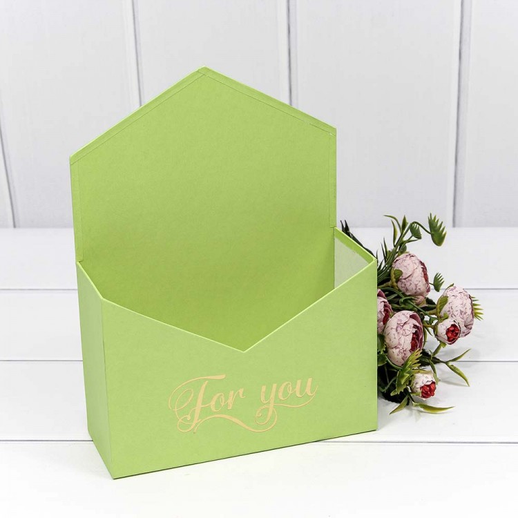 Коробка "Конверт" 18*24*7 "For you" Салатовый 1/8 1/72 Арт: KPL0026