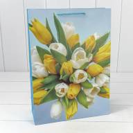 Пакет подарочный с блёстками "Тюльпаны" (микс 311) 30*41,5*12 210г 1/20 1/80 Арт: 000311A - Пакет подарочный с блёстками "Тюльпаны" (микс 311) 30*41,5*12 210г 1/20 1/80 Арт: 000311A