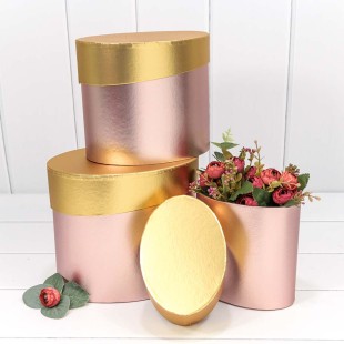 Коробки Овальные Набор 1/3 22*17*18,5 "Металл" Розовый 1/24 Арт: 720279/3