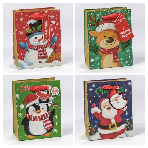 Пакет подарочный Крафт "Новый год" (микс 440) 13*15*6,7 140г 1/20 1/600 Арт: 300440H