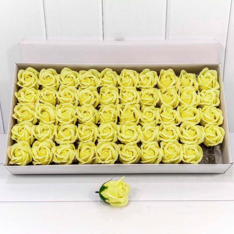 Декоративный цветок-мыло "Роза" класс А Незрелый жёлтый 5,5*4 50шт. 1/20 Арт: 420055/22