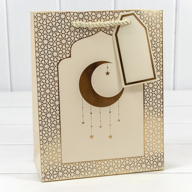 Пакет подарочный с тиснением "Полумесяц" (293) 18*23*10 210г Бежевый 1/20 1/360 Арт: 000293E/5