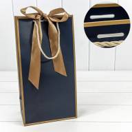 Пакет подарочный с лентой 20*38*12 210г Синий 1/10 1/120 Арт: 000502EM/16 - Пакет подарочный с лентой 20*38*12 210г Синий 1/10 1/120 Арт: 000502EM/16