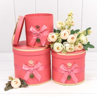 Коробки Цилиндр Набор 1/3 18*17 "Flowers for You" Коралловый 1/12 Арт: 720112/175