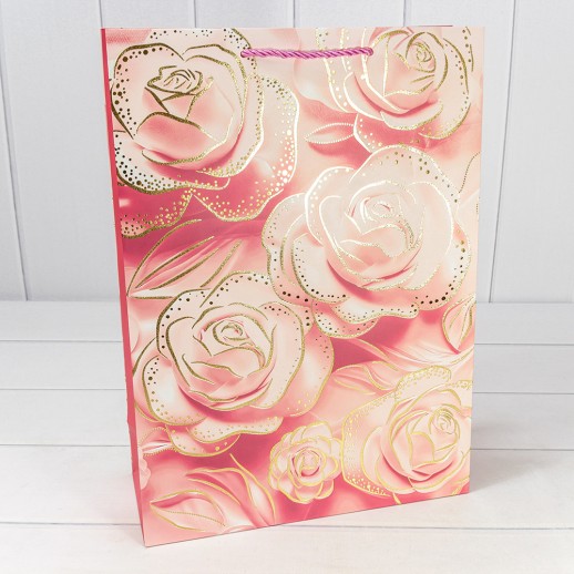 Пакет подарочный с тиснением "Цветы" (микс 113) 30*41,5*12 210г 1/20 1/80 Арт: 000113A