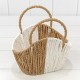 Корзина плетёная 21*13*15/21 (±5%) из бумаги с ручками Натуральный/Белый 1/80 Арт: 420123/48