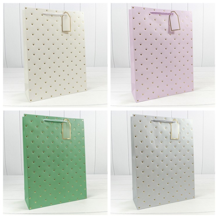 Пакет подарочный с тиснением "Сердечки" (микс 2) 31*42*12 210г 1/20 1/80 Арт: 000545A