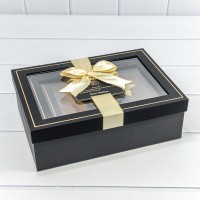 Коробки Прямоугольные Набор 1/3 29*21*9,5 с окошком и бантом Чёрный 1/12 Арт: 72091307/7