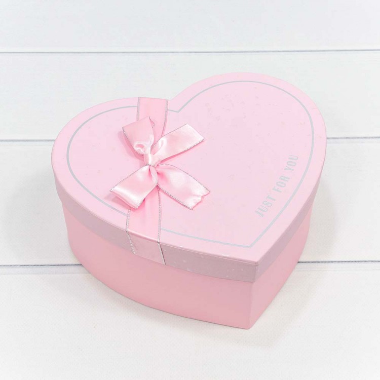 Коробки "Сердце" Набор 1/3 22,2*19,5*9 с бантом Розовый 1/18 Арт: 721609/6