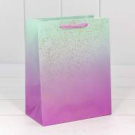 Пакет подарочный "Градиент" с блестящими вкраплениями (микс) 18*23*10 230г 1/20 1/360 Арт: 000196E - Пакет подарочный "Градиент" с блестящими вкраплениями (микс) 18*23*10 230г 1/20 1/360 Арт: 000196E