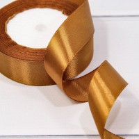 Лента Атласная Сатин 2,5см*25ярд Золотисто-коричневый 1/5 1/300 Арт: 562-25/158
