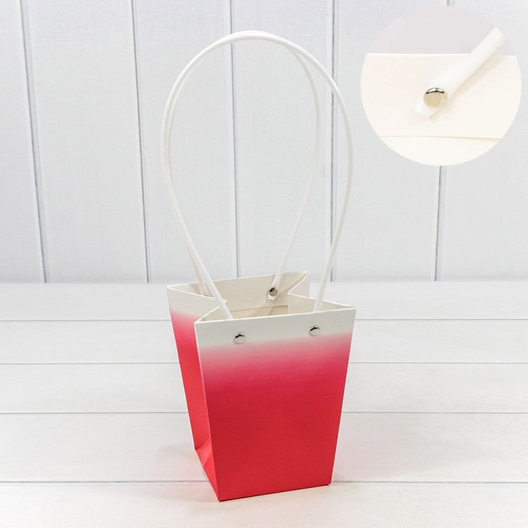 Пакет подарочный "Ваза для цветов" 15,5*13*9,5 260г "Градиент" Красный 1/10 1/150 Арт: 000184G/3