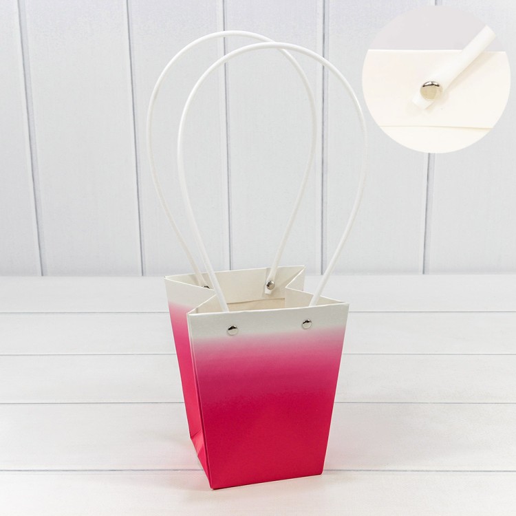 Пакет подарочный "Ваза для цветов" 15,5*13*9,5 260г "Градиент" Малиновый 1/10 1/150 Арт: 000184G/4