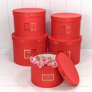 Коробки Круглые Набор 1/5 32*24,5 "Maison des Fleurs" Красный 1/4 Арт: 7215006/074