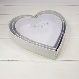 Коробки "Сердце" Набор 1/3 33,2*33,2*6,6 с прозрачной крышкой Белый 1/12 Арт: 7209833/1