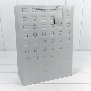 Пакет подарочный с тиснением "Квадратики" (микс) 31*42*15 210г 1/20 1/80 Арт: 000881A