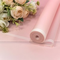 Плёнка 59см 800г матовая с двойной белой полосой 55мкм Серовато-розовый 1/6 1/12 Арт: 80024/3595