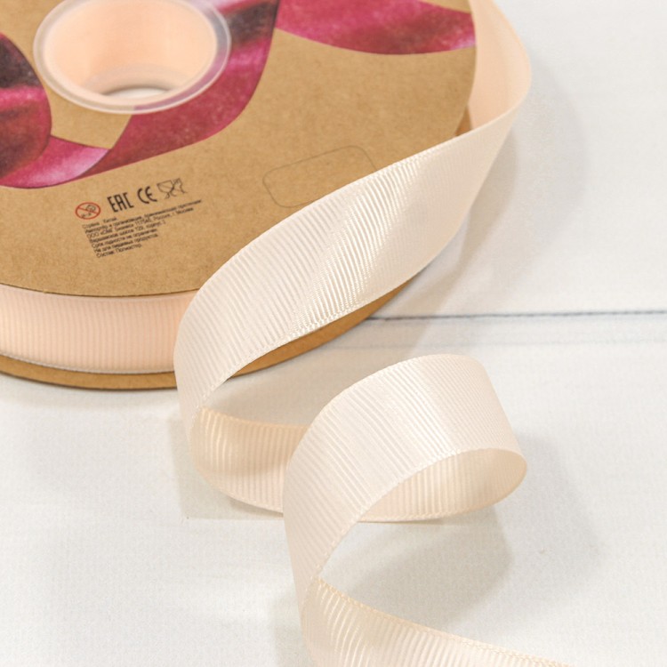 Лента Репсовая 2,5см*100ярд Класс А Персиковый 1/13 1/52 Арт: 597-25/63