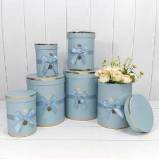 Коробки Цилиндр Набор 1/6 21*25,5 "Flowers for you" Голубой 1/8 Арт: 720950/13