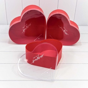 Коробки "Сердце" Набор 1/3 28*25,2*11 с прозрачной крышкой Красный 1/12 Арт: 7209825/2
